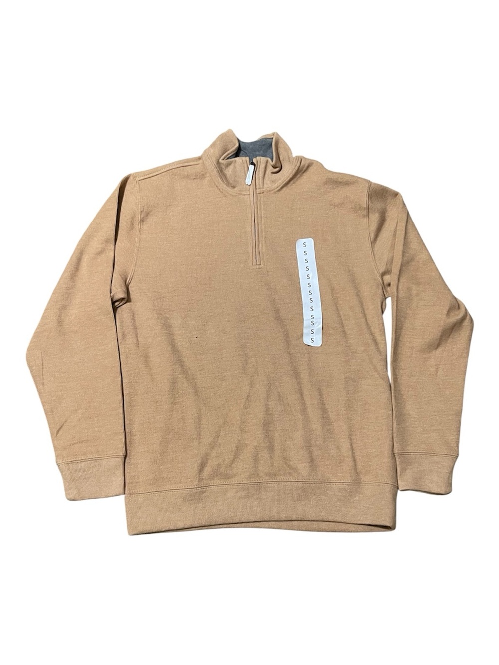 Lands' End Men's Zip-Neck Sweater in Camel